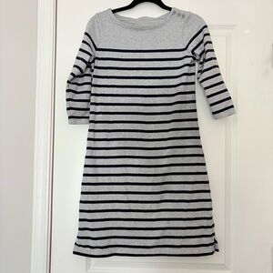L.L. Bean Women’s Striped Gray and Black Cotton Mini Dress